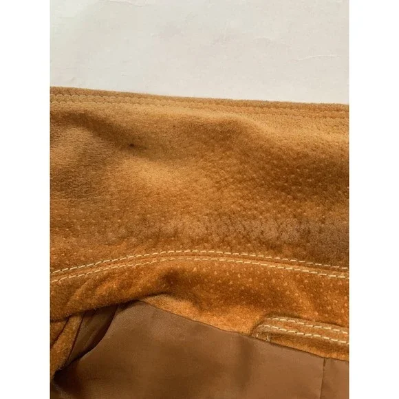 LL Bean Leather Jacket Womens Medium Regular Button Up Chest Pockets Suede - Picture 14 of 14